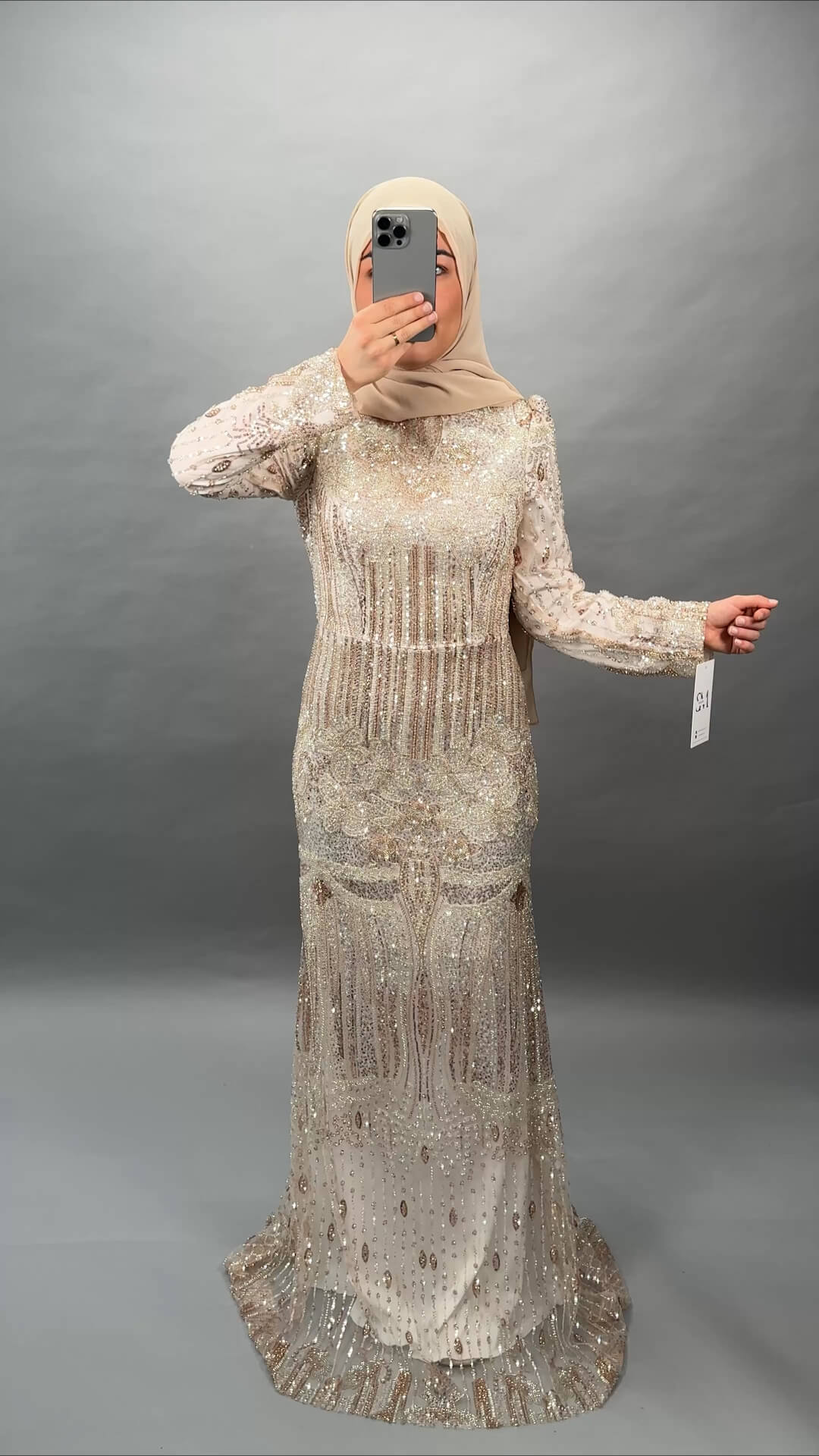 Aura evening dress beige