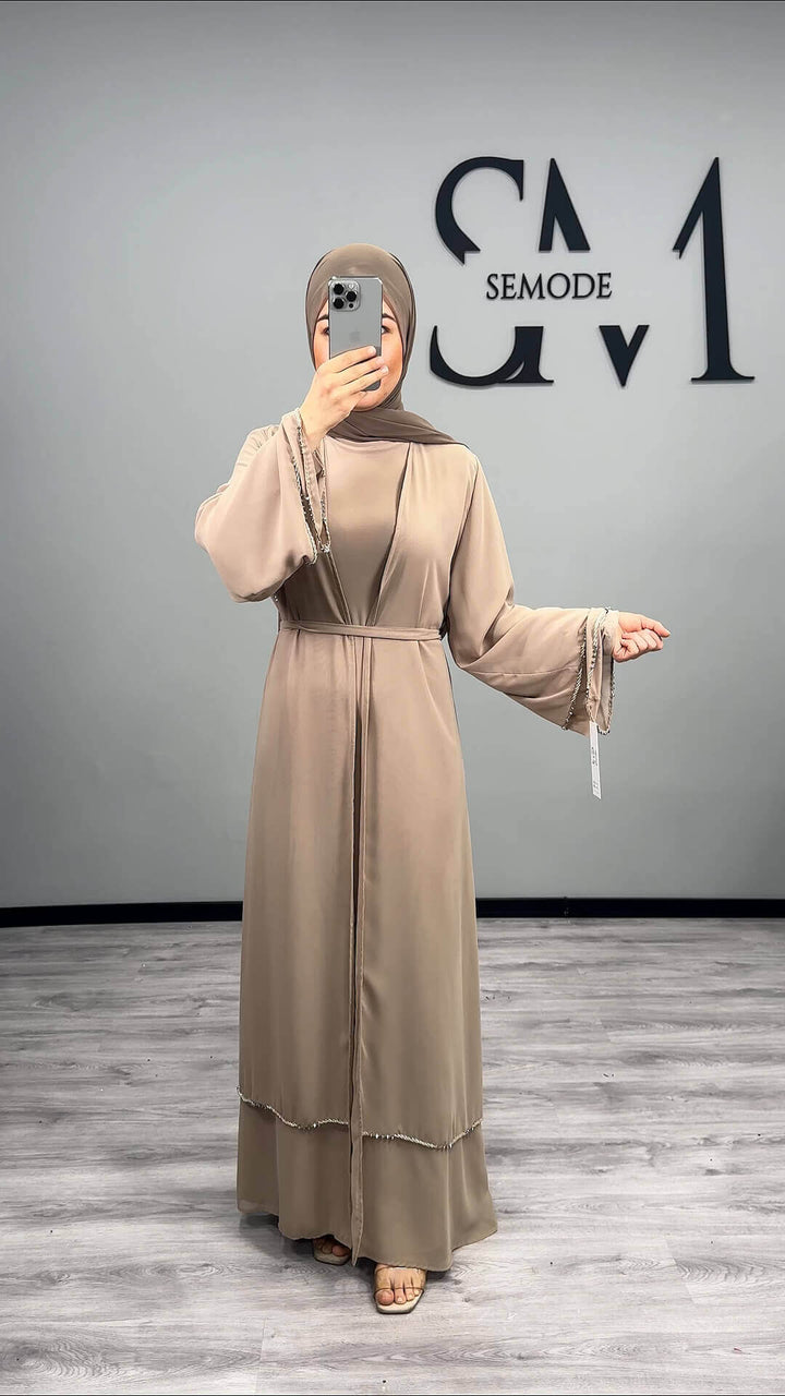 Zeina Premium Abaya Beige 2 Teilig Semode