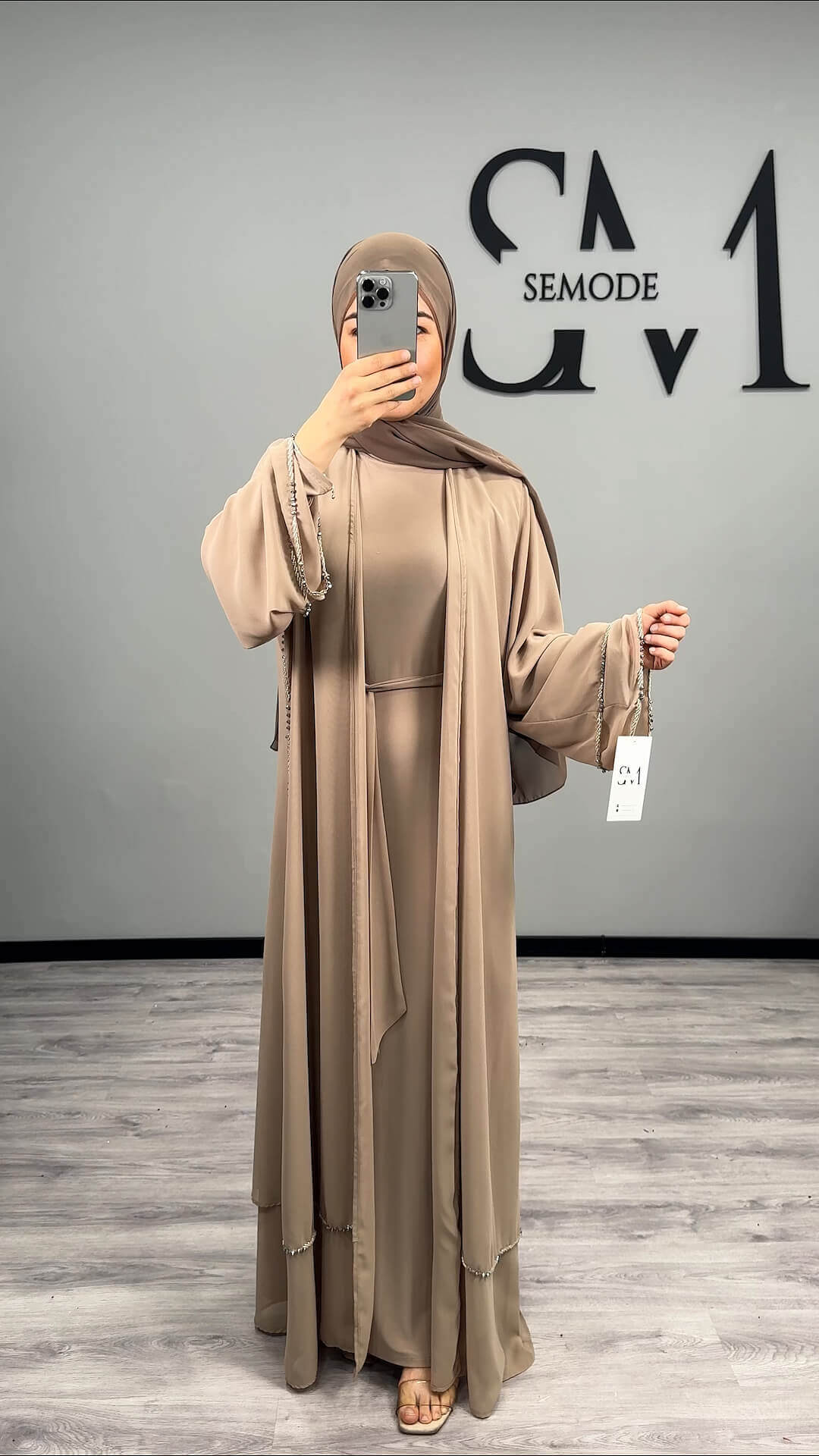 Zeina Premium Abaya Beige 2 Teilig Semode